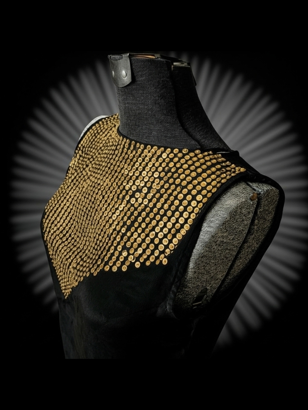 Vintage Haute Curry Silky Black Tank Top w/ Geometric Embellishments Size L/XL